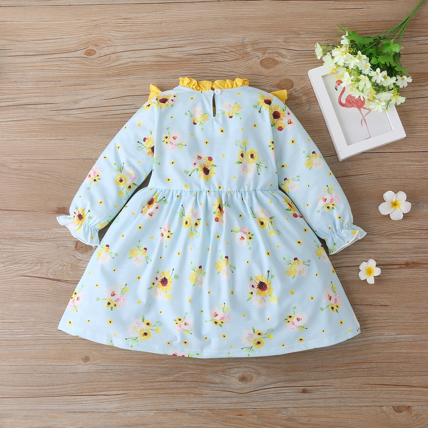 Title 3, Sunflower Print Long Sleeve Princess Dress Cute...