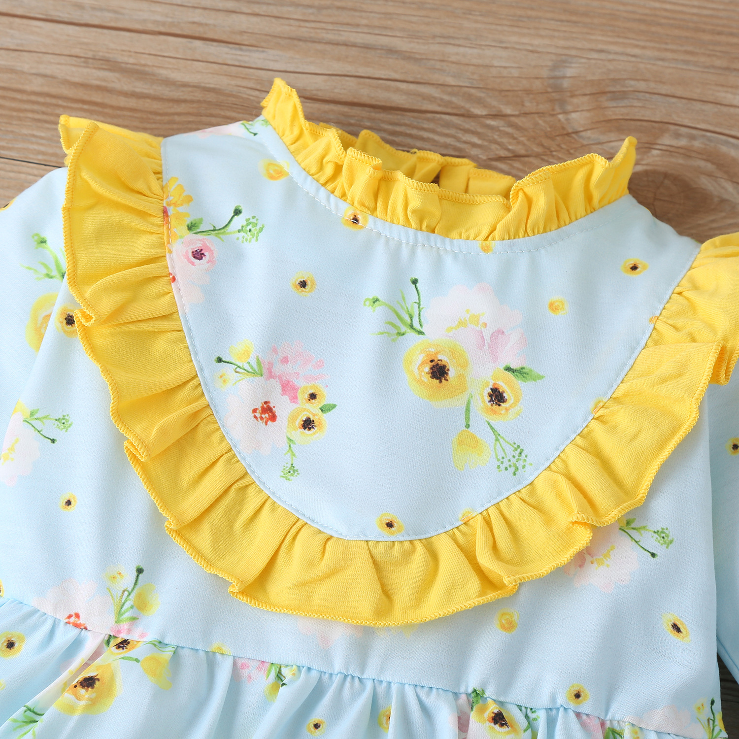 Title 6, Sunflower Print Long Sleeve Princess Dress Cute...