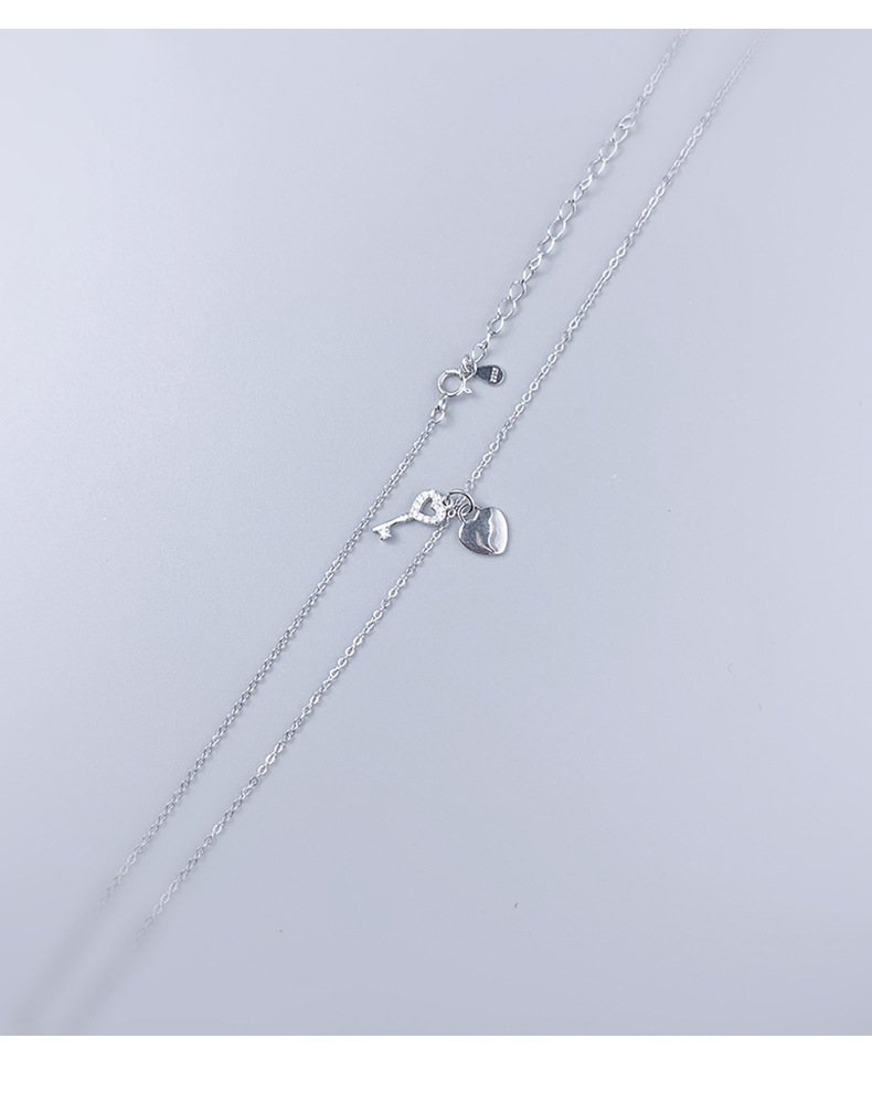 Title 6, Love key pendant with diamond short clavicle ch...