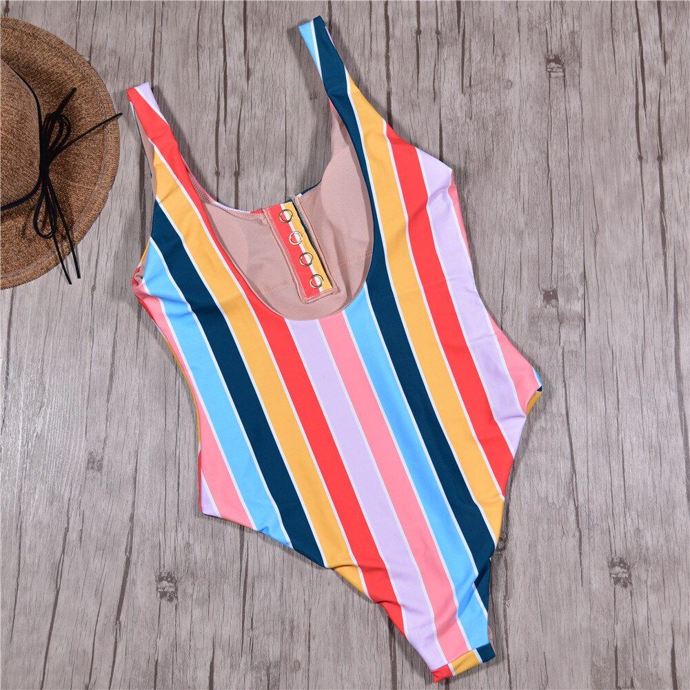 Title 4, One piece swimsuit with printed snap button str...