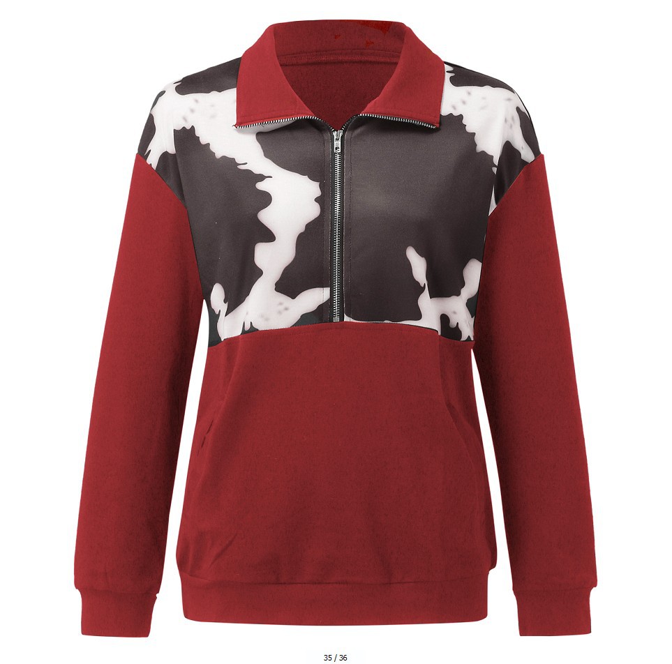 Title 11, Retro Printed Zipper Pocket Ladies Sweater