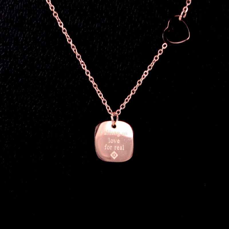 Title 1, Square card hollow heart necklace