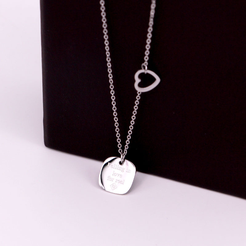 Title 2, Square card hollow heart necklace