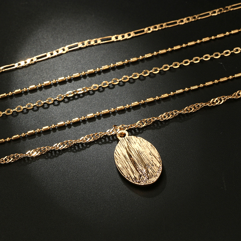 Title 7, Elliptical Pendant Wild Clavicle Chain Five-Lay...