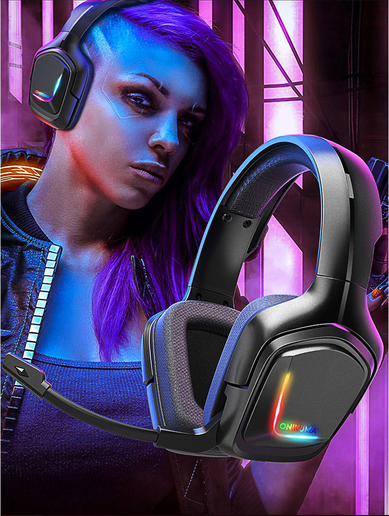 Title 1, Headset gamer com fio e RGB luminoso, som imers...