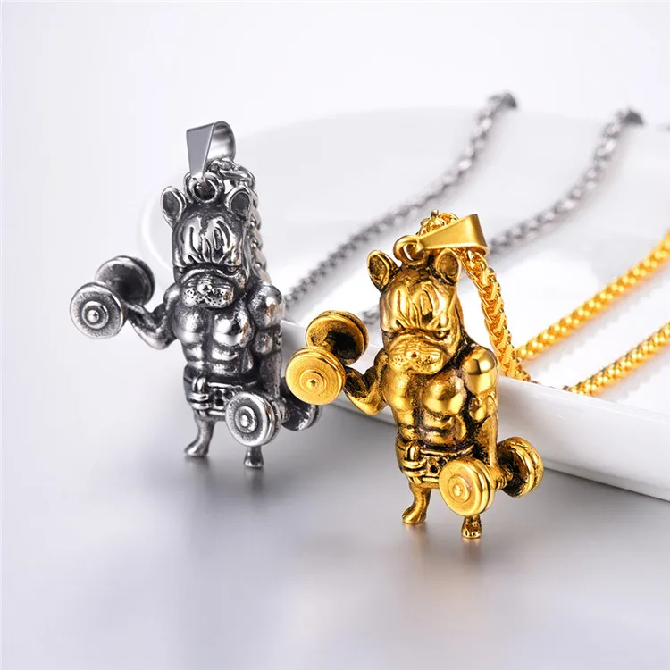 Title 2, Mens Chain 316L Stainless Steel Puppy Bull Stat...