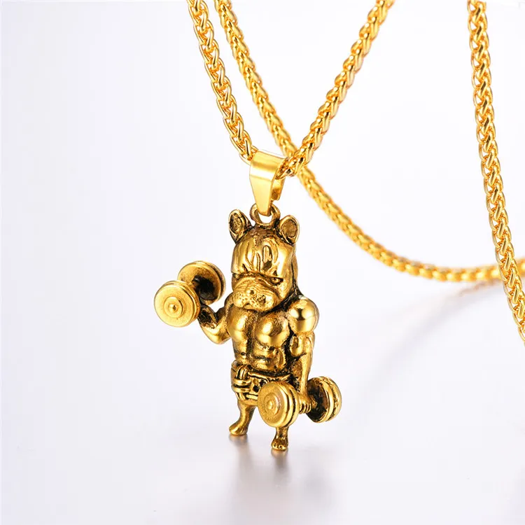 Title 3, Mens Chain 316L Stainless Steel Puppy Bull Stat...