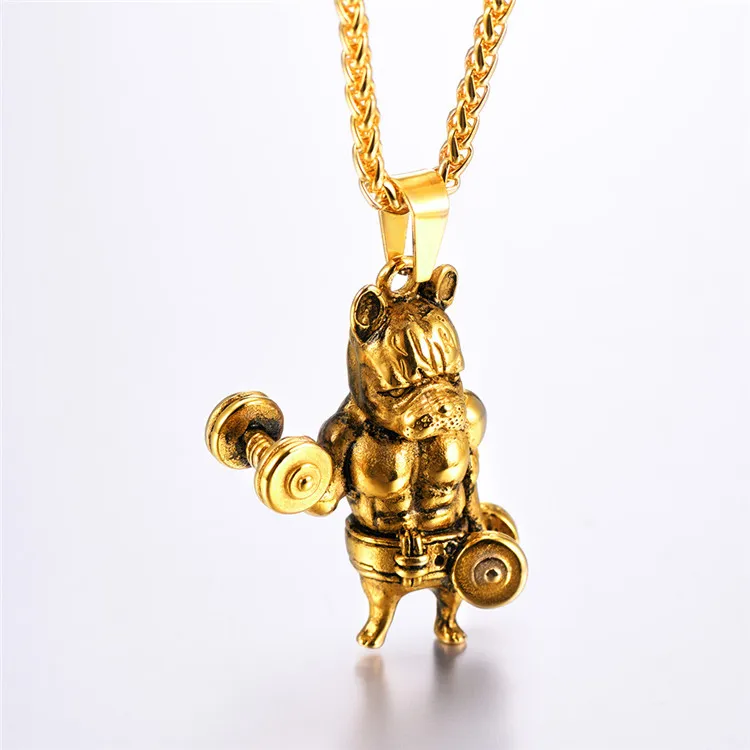 Title 6, Mens Chain 316L Stainless Steel Puppy Bull Stat...