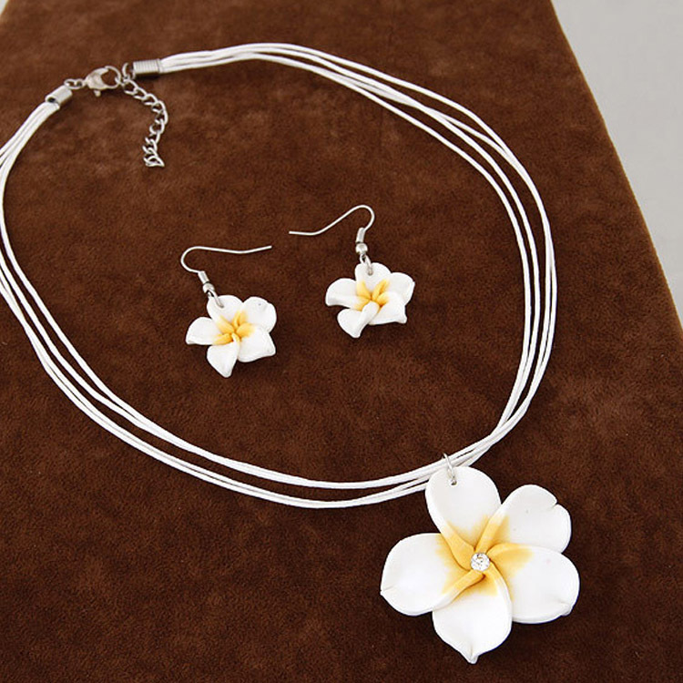 9 富贵花朵蜡绳气质项链耳环套装 项链套装