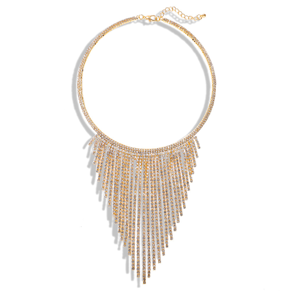 Title 7, Rhinestone Tassel Metal Necklace