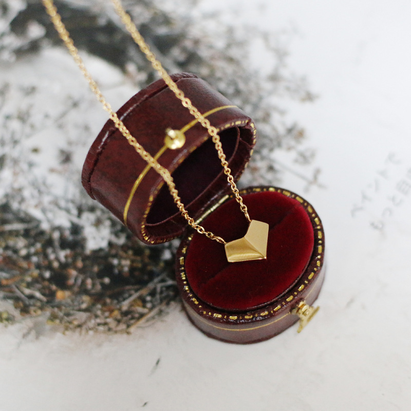 Title 2, Folded Love Geometric Faceted Heart Necklace