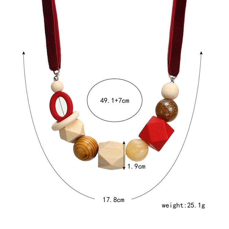 Title 2, Geometrical wooden beads pendant