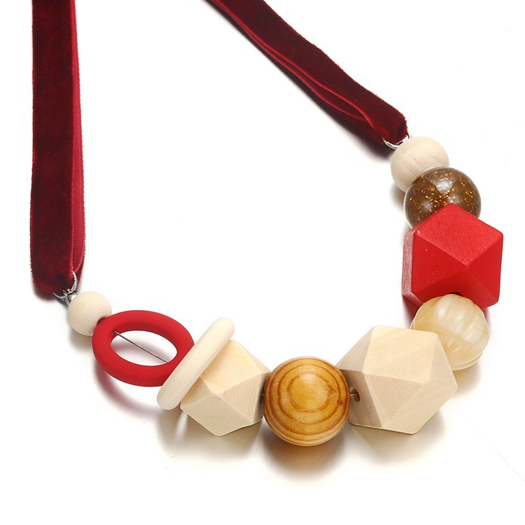 Title 3, Geometrical wooden beads pendant