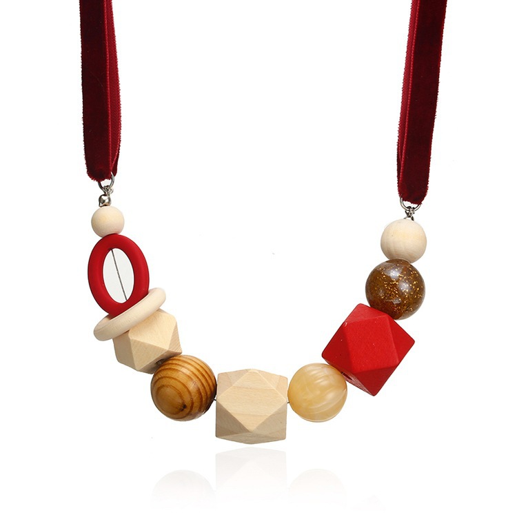 Title 5, Geometrical wooden beads pendant