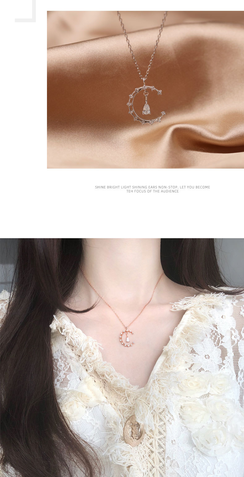 Title 1, Lace Moon Diamond Necklace Clavicle Chain