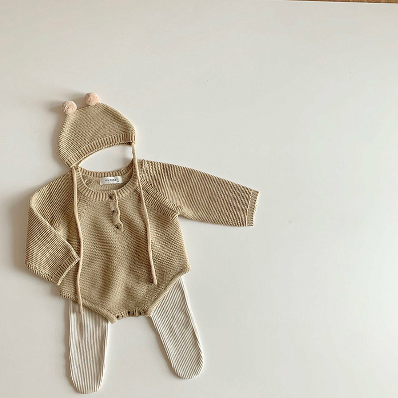 Title 2, Korean Newborn Baby Autumn Knitted Jumpsuit, Un...