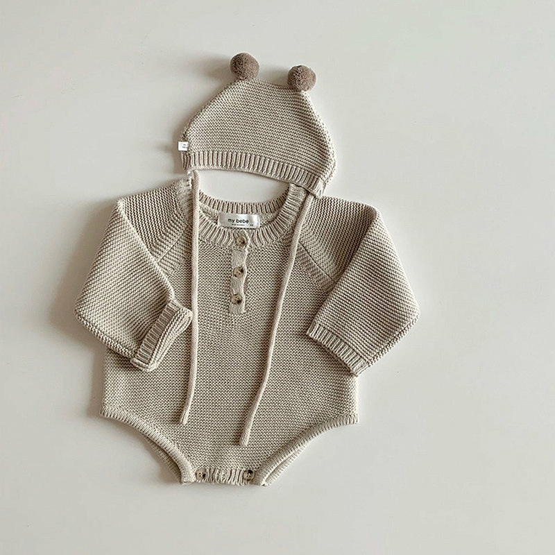 Title 6, Korean Newborn Baby Autumn Knitted Jumpsuit, Un...