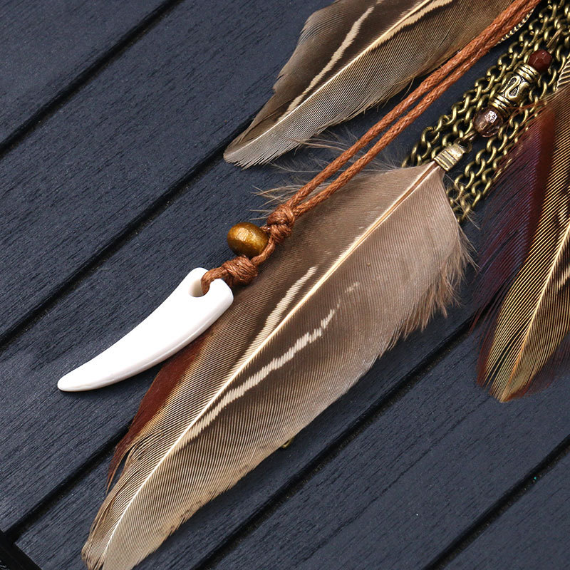 Title 4, Feather necklace round hollow dream catcher