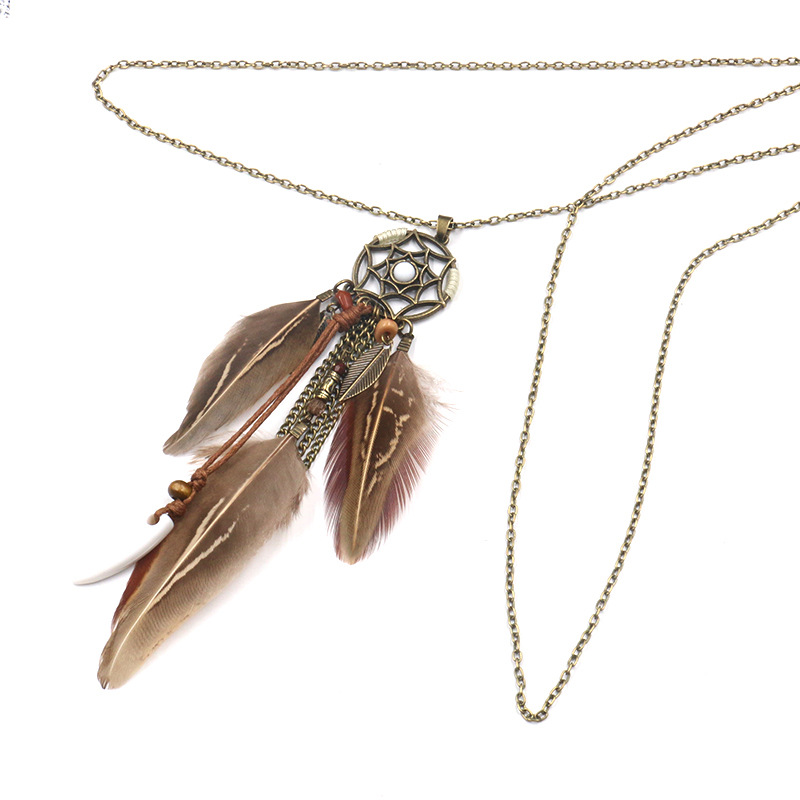 Title 10, Feather necklace round hollow dream catcher