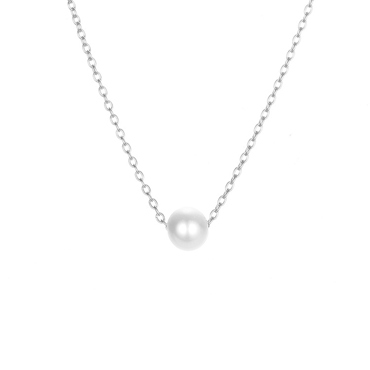 Title 3, Simple Pearl Pendant Stainless Steel Gold Plate...