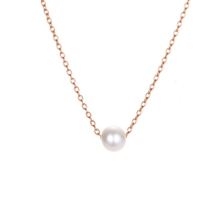 Title 4, Simple Pearl Pendant Stainless Steel Gold Plate...