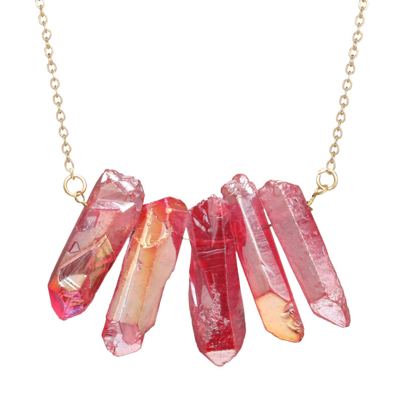 Title 10, Irregular crystal natural stone multicolor neck...