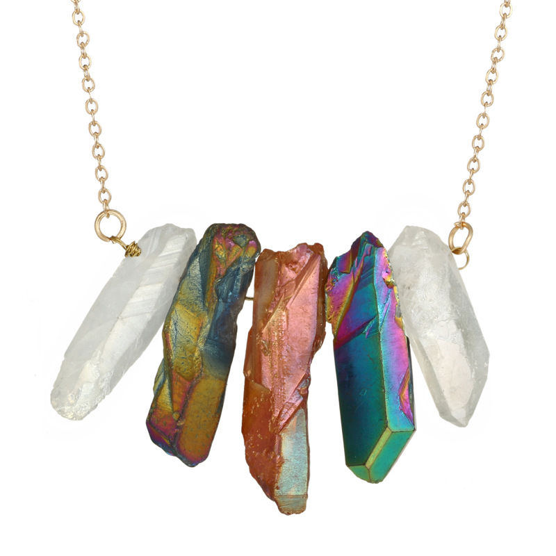 Title 14, Irregular crystal natural stone multicolor neck...