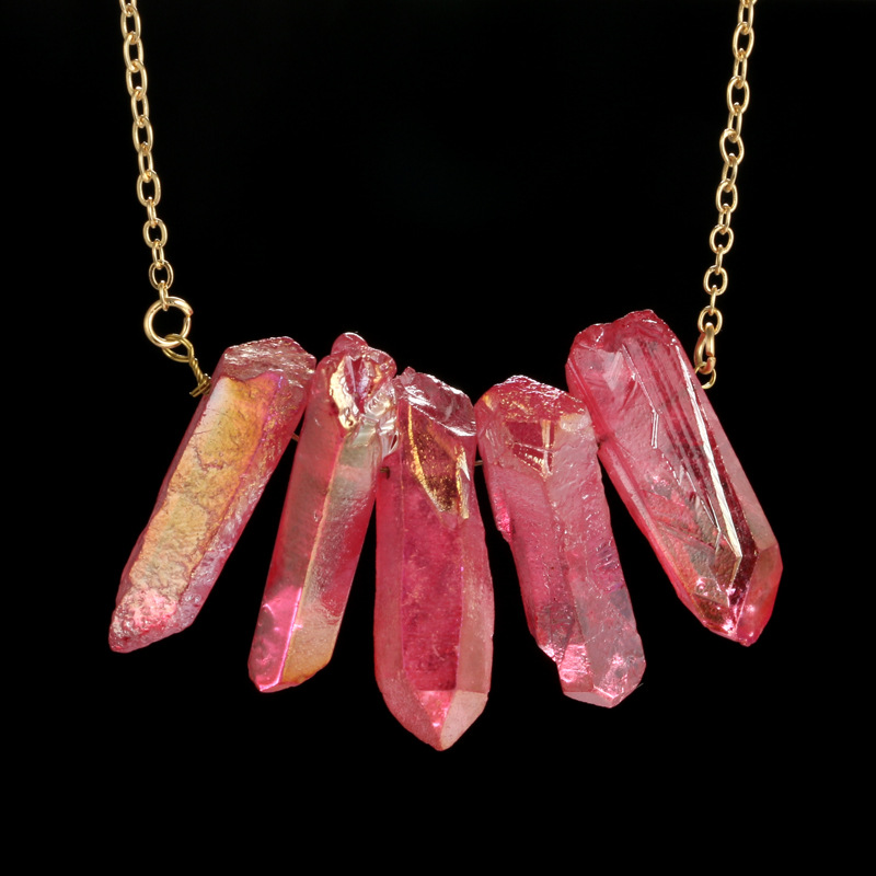 Title 19, Irregular crystal natural stone multicolor neck...