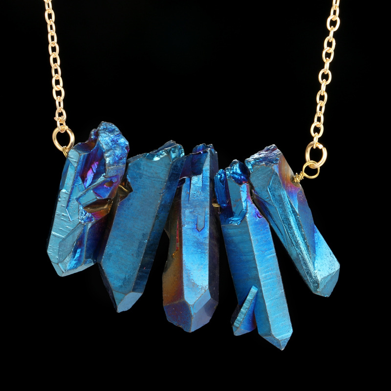 Title 21, Irregular crystal natural stone multicolor neck...