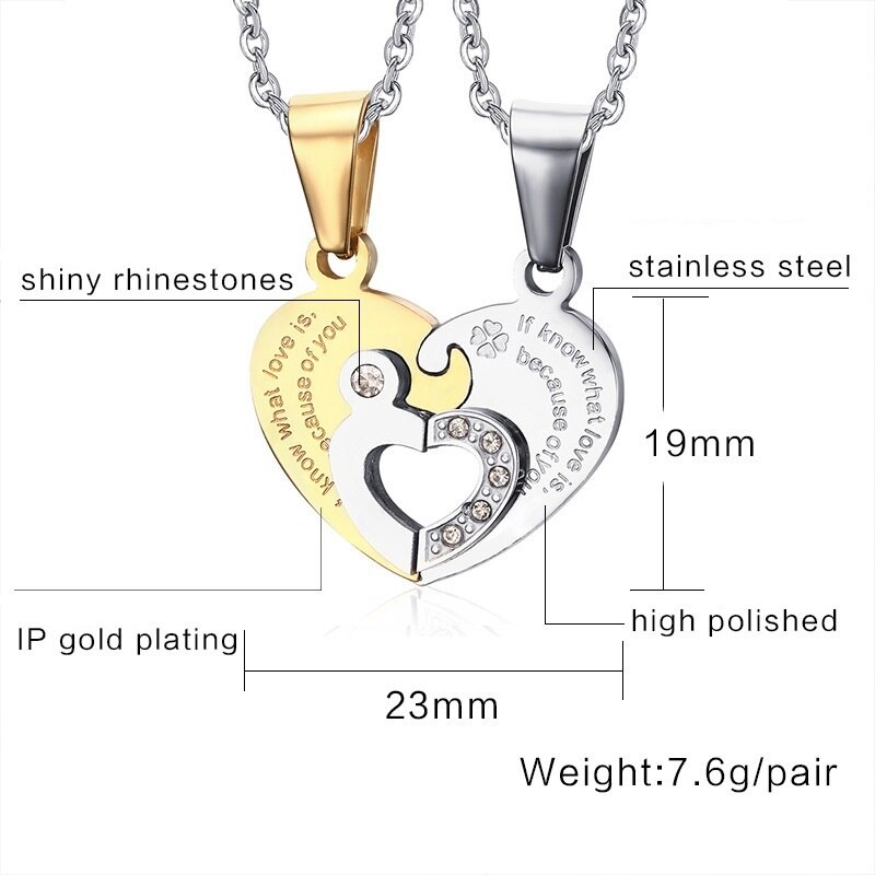 Title 1, Love puzzle titanium steel couple necklace – a ...