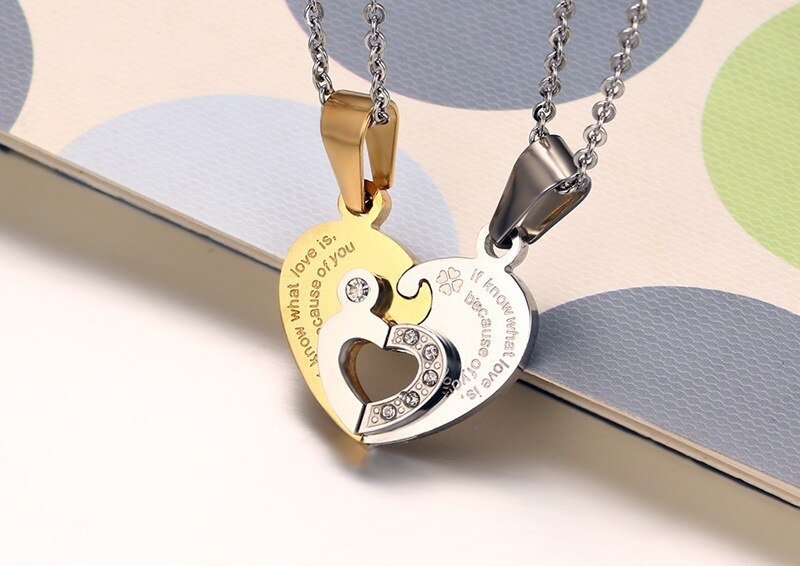 Title 2, Love puzzle titanium steel couple necklace – a ...