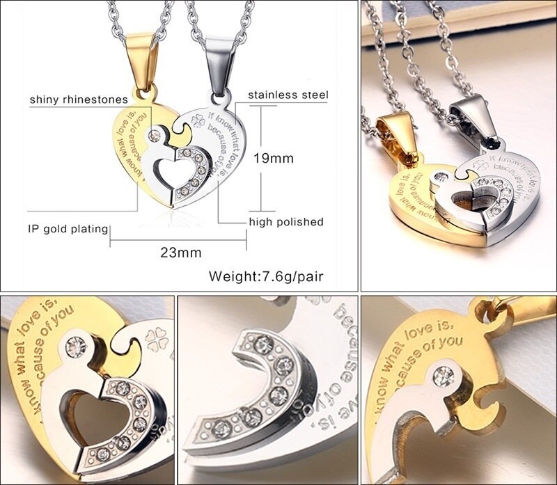 Title 3, Love puzzle titanium steel couple necklace – a ...