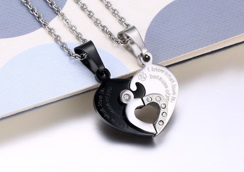 Title 4, Love puzzle titanium steel couple necklace – a ...