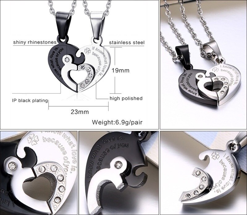 Title 5, Love puzzle titanium steel couple necklace – a ...