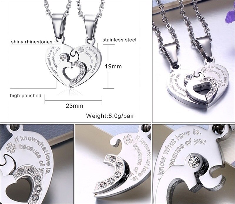 Title 7, Love puzzle titanium steel couple necklace – a ...