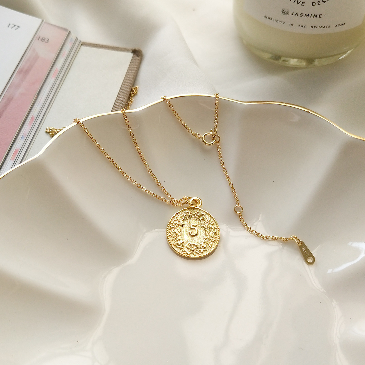 Title 6, 925 sterling silver gold dollar coin pendant ne...