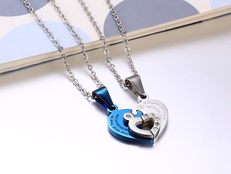 Title 8, Love puzzle titanium steel couple necklace – a ...