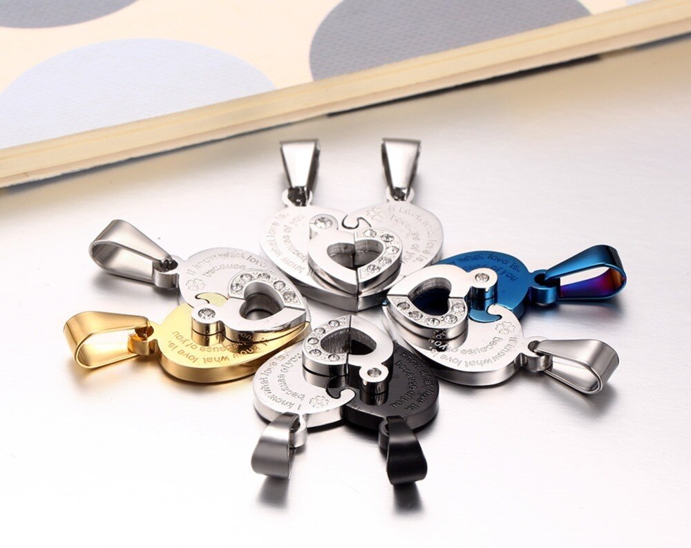 Title 10, Love puzzle titanium steel couple necklace – a ...