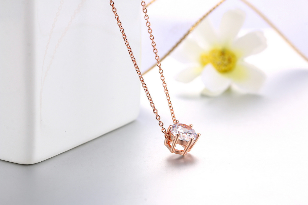 Title 2, Fashion Pendant Necklace Six-Prong Set Zircon