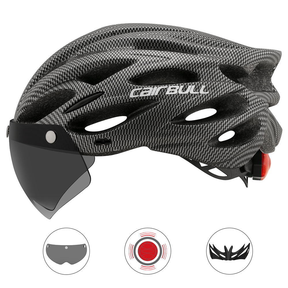 Title 5, Road and mountain bike helmet with lens, brim, ...