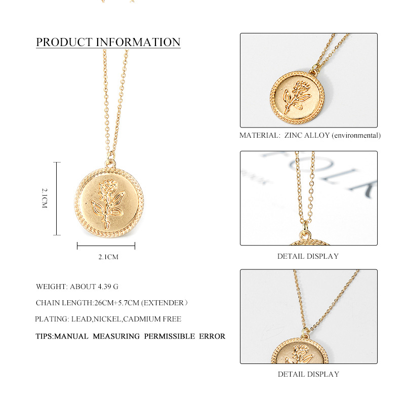 Title 1, Golden Coin Rose Necklace