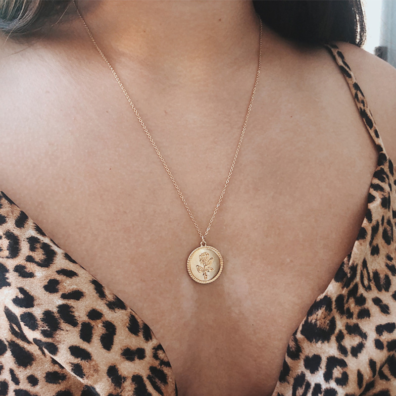 Title 2, Golden Coin Rose Necklace