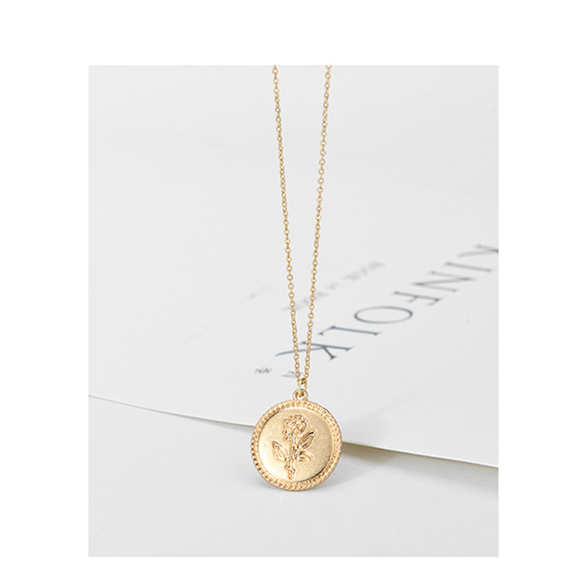 Title 3, Golden Coin Rose Necklace