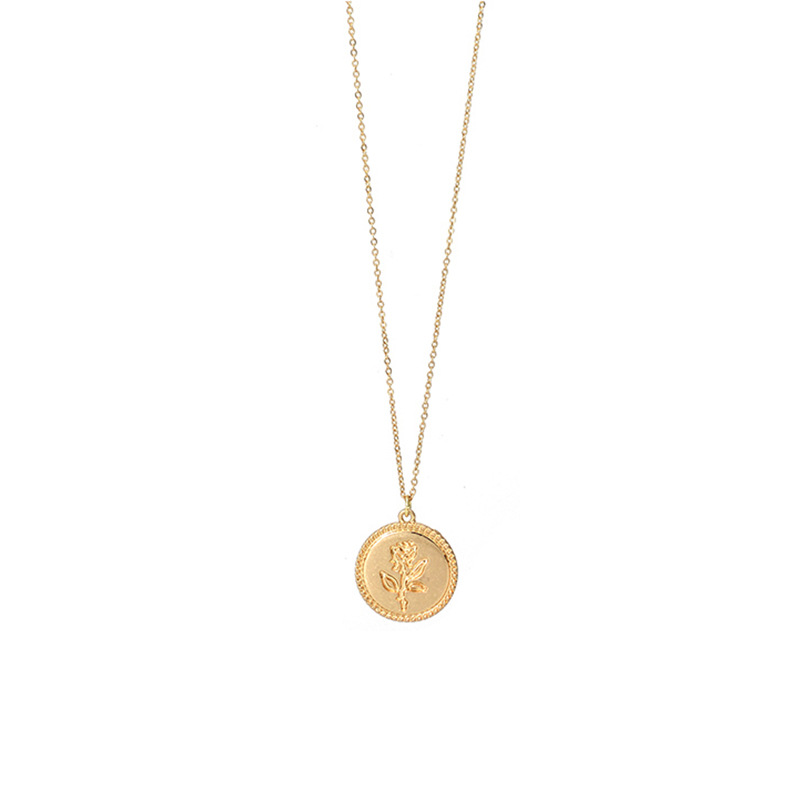 Title 5, Golden Coin Rose Necklace