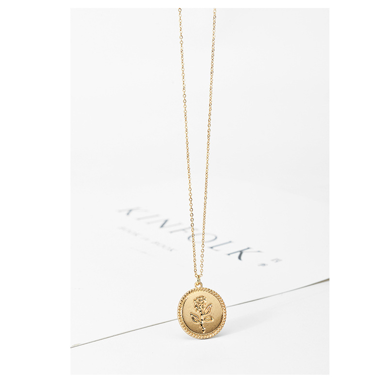 Title 9, Golden Coin Rose Necklace