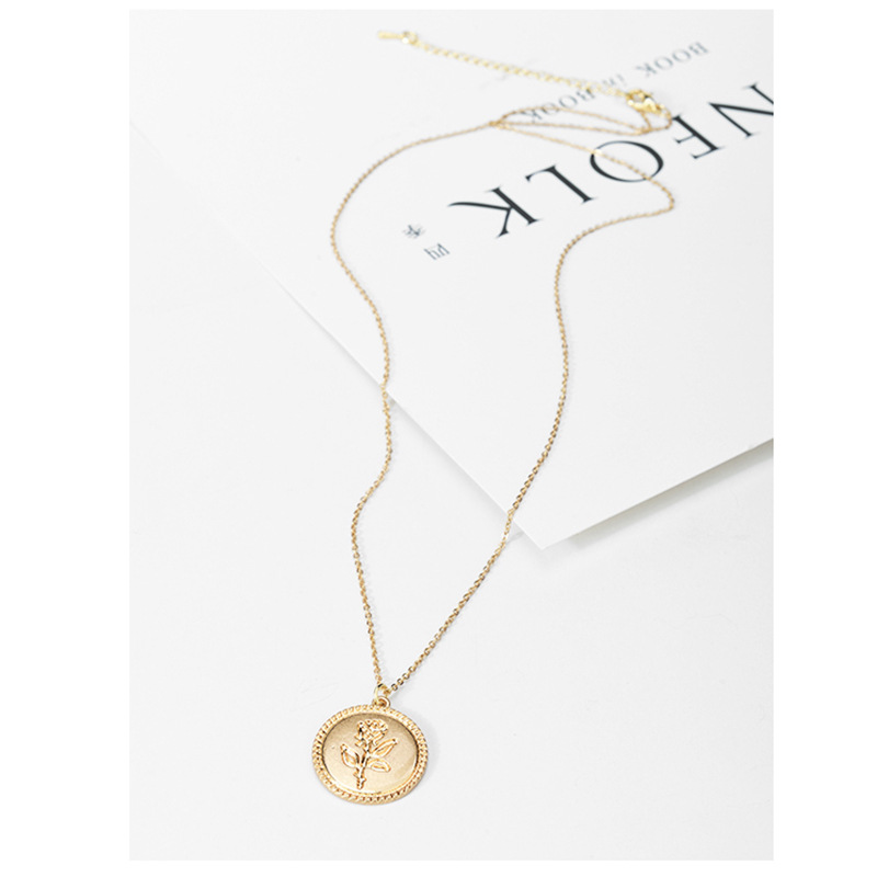 Title 10, Golden Coin Rose Necklace