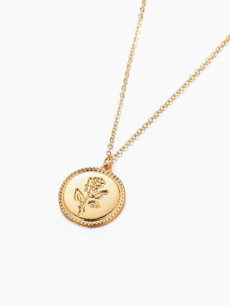 Title 13, Golden Coin Rose Necklace