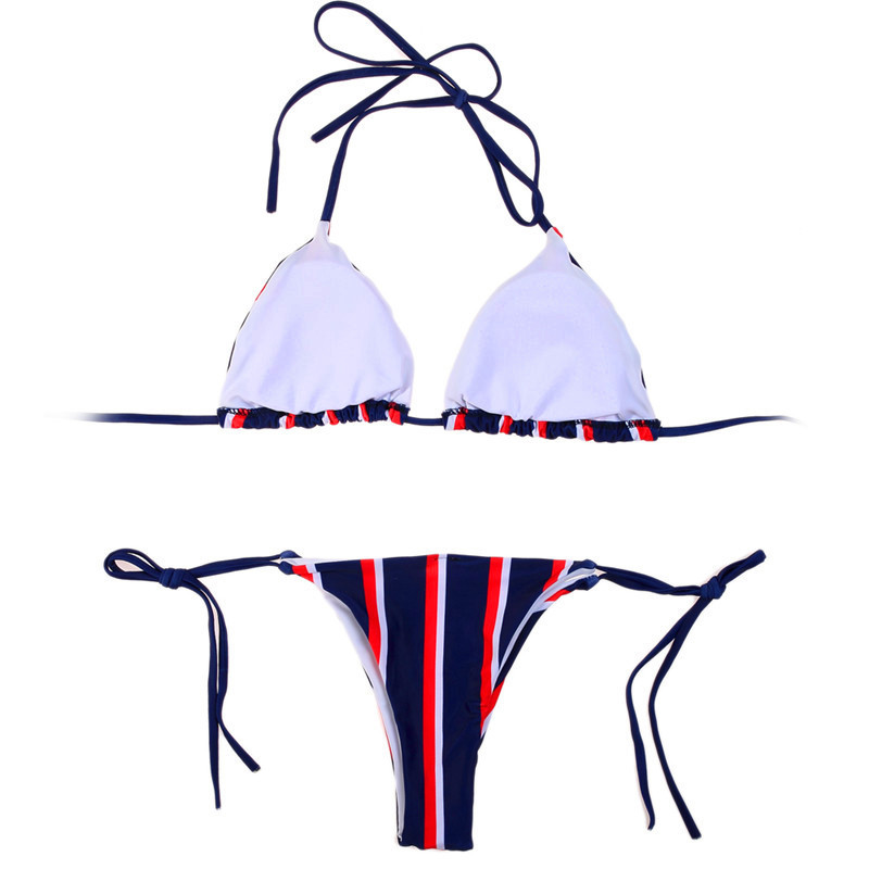 Title 6, Sexy triangle striped bikini for a stunning bea...