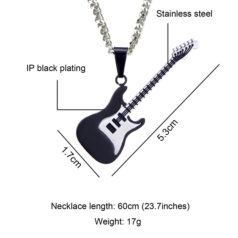 Title 4, Stainless steel guitar pendant necklace