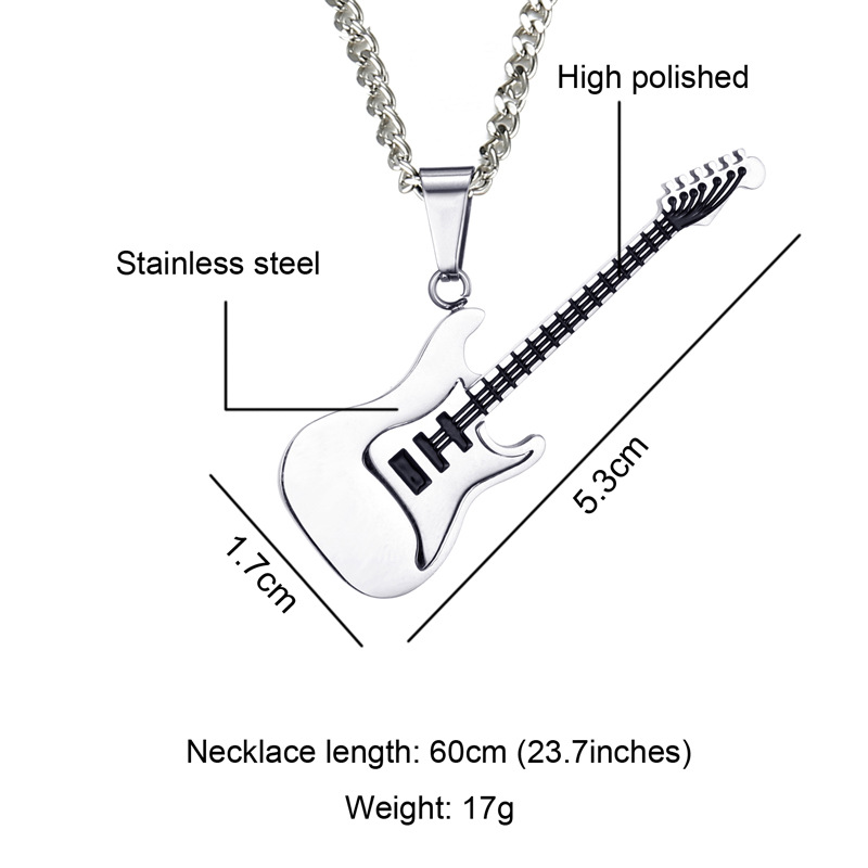 Title 6, Stainless steel guitar pendant necklace